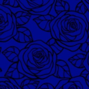 Rose Cutout Pattern - Navy Blue and Black