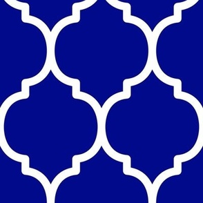 Extra Large Moroccan Tile Pattern - Navy Blue and White
