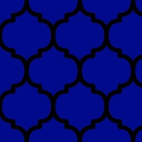 Large Moroccan Tile Pattern - Navy Blue and Black