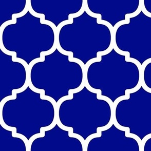 Large Moroccan Tile Pattern - Navy Blue and White