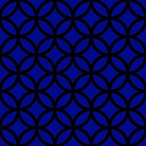 Interlocked Circle Pattern - Navy Blue and Black