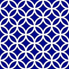 Interlocked Circle Pattern - Navy Blue and White