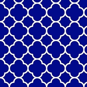 Quatrefoil Pattern - Navy Blue and White