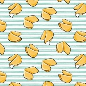(small scale) Fortune Cookies - mint stripes - take out food - C21