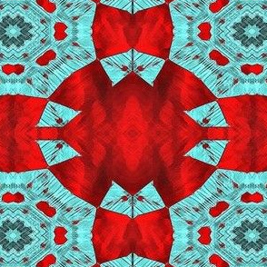Turquoise Star on Red
