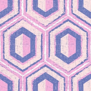 Textured Cassandra Hexagon - Cotton Candy Large Scale