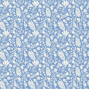 Grow Florals in Blue and Cream
