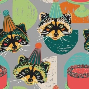  Raccoon Celebration Faces and Cake color way 3