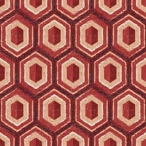 Textured Cassandra Hexagon - Hot Scarlet Small Scale