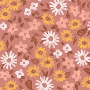 Painterly Autumn Floral - dusty pink - large scale-01