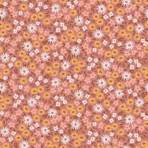 Painterly Autumn Floral - dusty pink - small scale