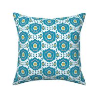 Ikat coral turquoise gold