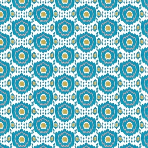 Ikat coral turquoise gold