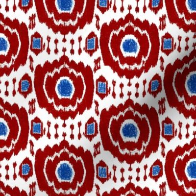 Rustic American Ikat red white blue