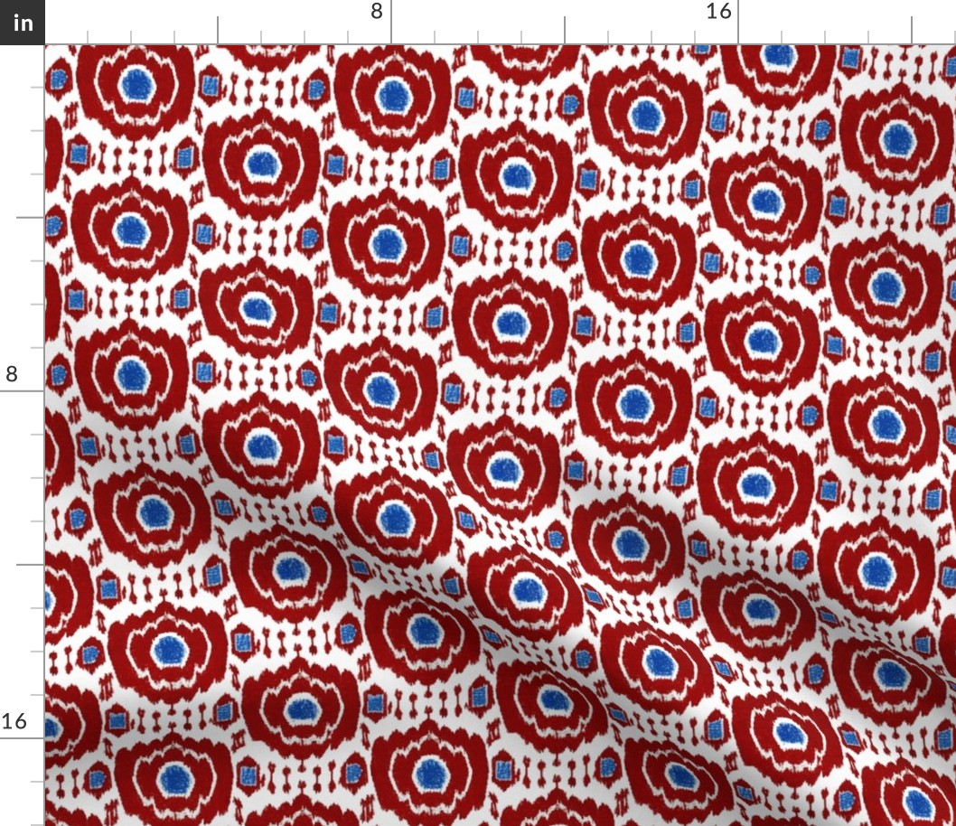 Rustic American Ikat red white blue