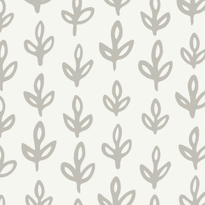 Simple Leaf Stems | Medium Scale | Ivory White, Beige Tan