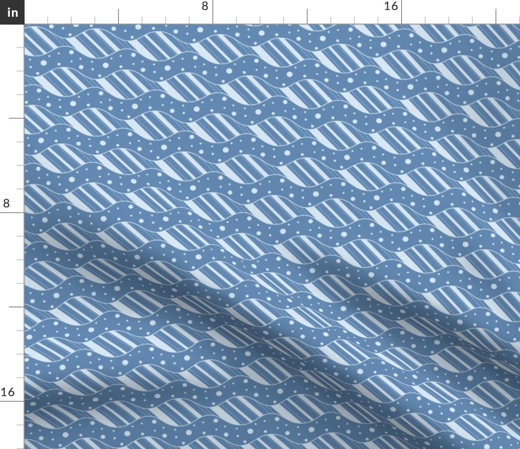 Wavy Stripes and Circles in Blue