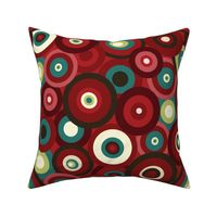 Retro Funky Groovy circles - Maroon Red