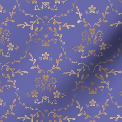 Golden Damask on Very Periwinkle