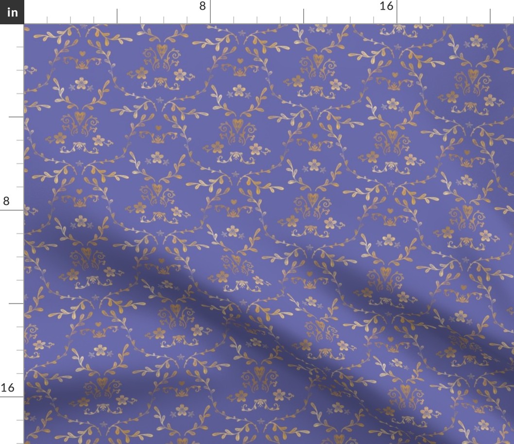 Golden Damask on Very Periwinkle