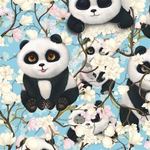 gleeful panda and blossoms
