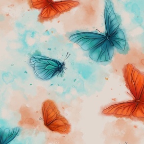 Fluttering Watercolour butterflies _ large scale