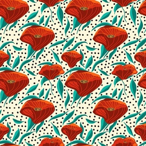 Red poppies with dots