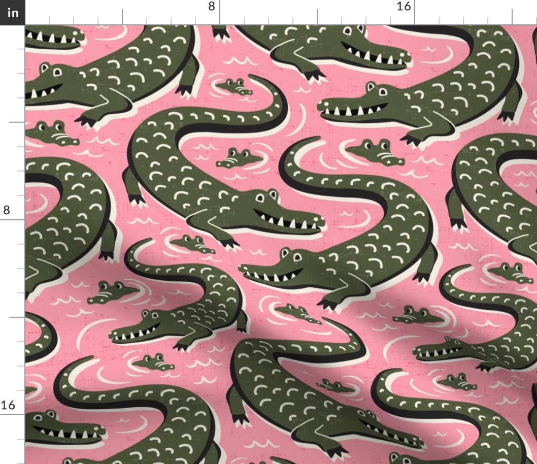 Down In The Bayou - Alligator Pink Large Scale