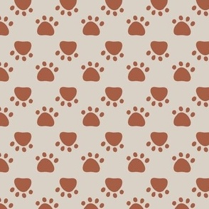 SMALL - Panda Bear Paw prints, Terracotta on Gray