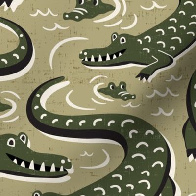 Down In The Bayou - Alligator Khaki Large Scale