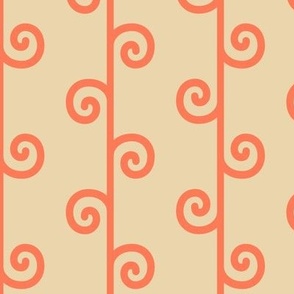 Stripes With Spirals - Papaya on Sand - large