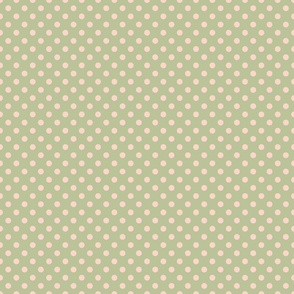 small pink polka dots on grayish green