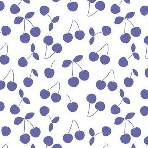 Very Peri purple cherries on white