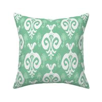 Mint green and white ikat