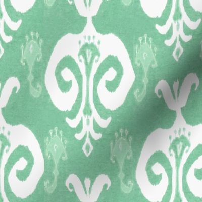 Mint green and white ikat