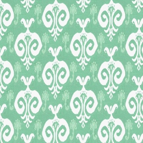 Mint green and white ikat