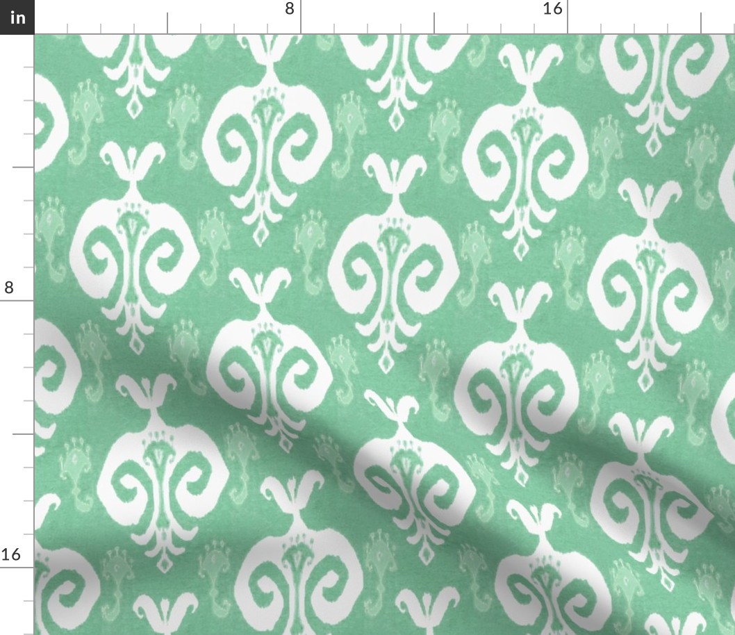 Mint green and white ikat