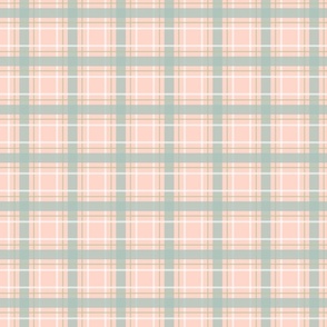 small tartan plaid on blush pink 