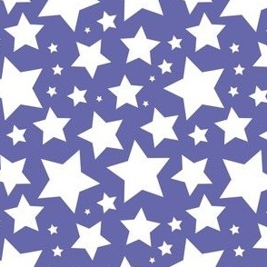 White stars on Veri Peri purple (medium)