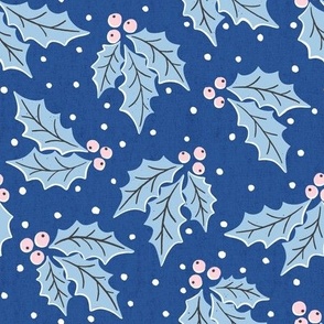 Christmas holly/dark blue