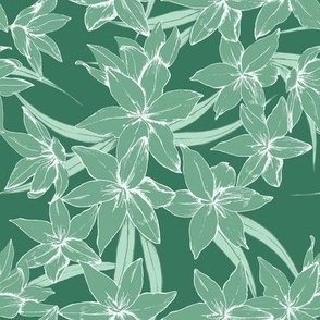 Grayscale seamless pattern with flowers