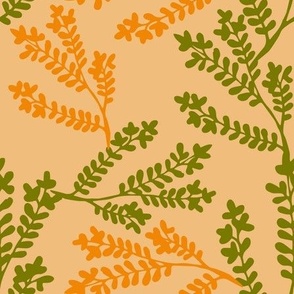 Green and yellow herbs seamless pattern