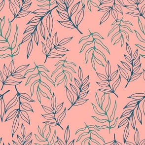 Outline leaves seamless pattern in ecoligic style