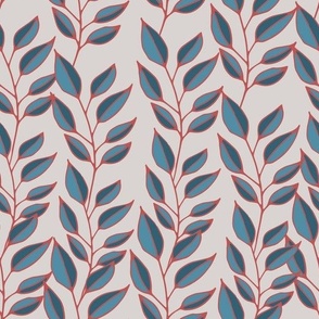 Pink and blue leaves seamless pattern