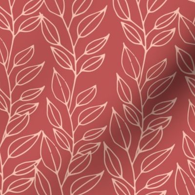 Pink outline leaves seamless pattern