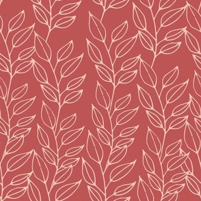 Pink outline leaves seamless pattern