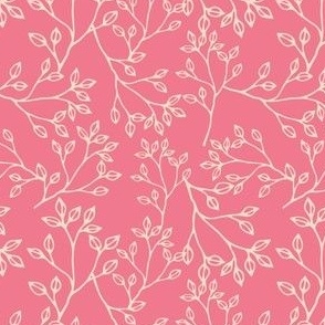 Seamless pattern with meadow herbs in pink colors