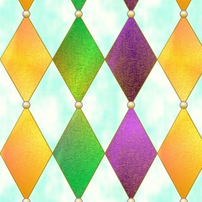 Colorful Mardi Gras Diamonds Fabric