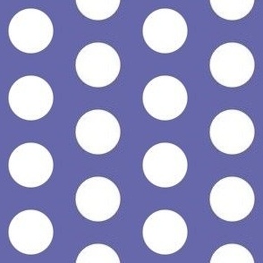 White polkadots on Very Peri purple - one inch dots