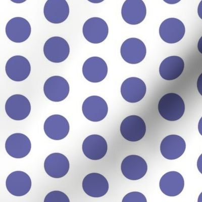 Purple Very Peri polkadots on white - one inch dots